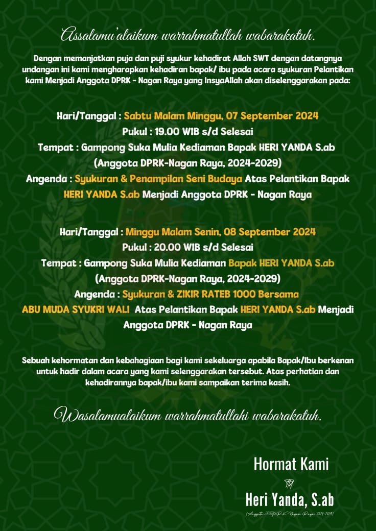 Acara syukuran malam ini, Heri Yanda undang ribuan pendukung dan masyarakat Acara syukuran malam ini, Heri Yanda undang ribuan pendukung dan masyarakat