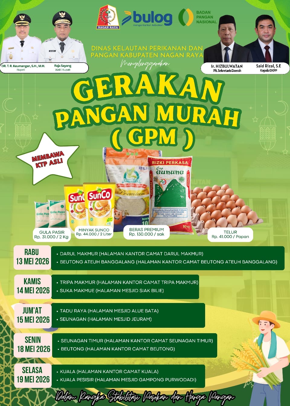 Sambut Iduladha 1447 H, Pemkab Nagan Raya Gelar Gerakan Pangan Murah di 10 Kecamatan